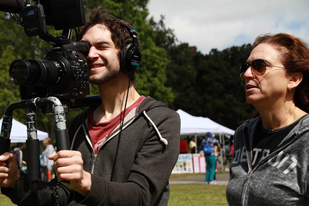 Josh with Director Lisa Klein filming for The S Word in Oakland, California, 2016.